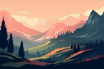 sunset in mountains