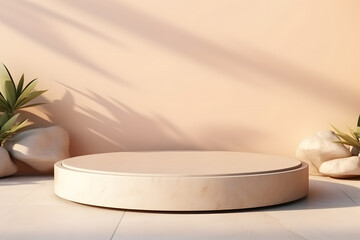 3d rendering of product display and demonstration for product, demo, backdrop, mockup, daylight,...
