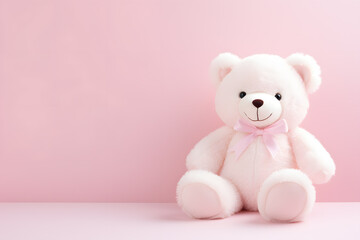 Lovable and pretty teddy bear with ribbon and giftbox, for child, childhood, birthday, party, gift, bed, bedtime 