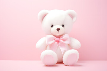 Lovable and pretty teddy bear with ribbon and giftbox, for child, childhood, birthday, party, gift, bed, bedtime 