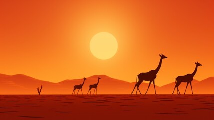 Fototapeta na wymiar A group of giraffes walking across a desert. Generative AI image.