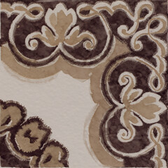 Watercolor illustration of portuguese ceramic tiles pattern