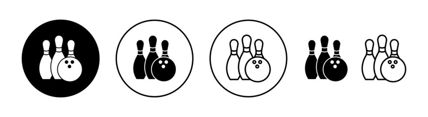 Bowling icon set for web and mobile app. bowling ball and pin sign and symbol.