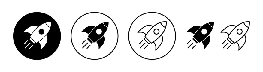 Rocket icon set for web and mobile app. Startup sign and symbol. rocket launcher icon