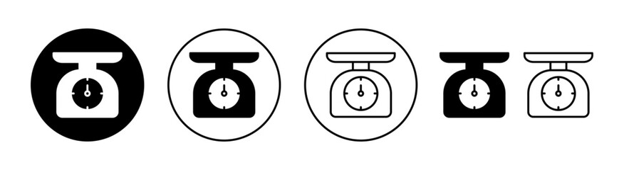 Scales icon set for web and mobile app. Weight scale sign and symbol