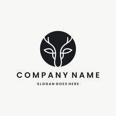 Head deer Logo vector design template black logo and white background