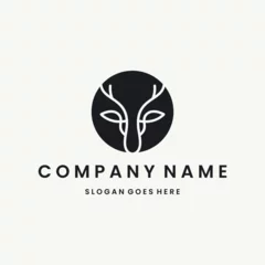 Fotobehang Hipster Dieren Head deer Logo vector design template black logo and white background  © MUCHIB