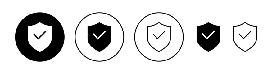 Shield check mark icon set for web and mobile app. Protection approve sign. Insurance icon