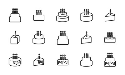 ケーキのアイコンセット/誕生日ケーキ/クリスマスケーキ/デザート/イラスト/ベクター