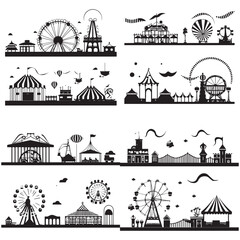 Silhouette Amusement Park vector illustration