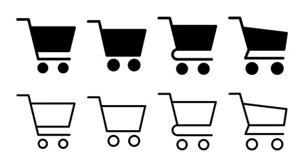 Shopping icon set illustration. Shopping cart sign and symbol. Trolley icon