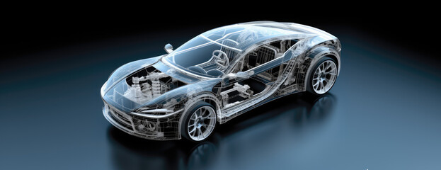 New age of automotive parts and panel design. automotive design and engineering.  Hand edited generative AI.