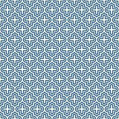 Seamless surface print with ogee ornament. Oriental traditional pattern with repeated mosaic tile Moroccan crosses motif
