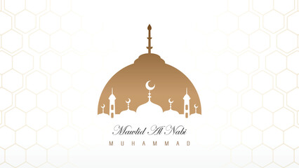 wallpaper banner poster template design for the celebration of the birthday of the prophet muhammad for muslims