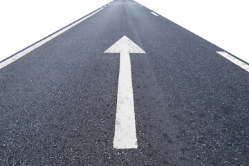 The road surface is a forward sign. arrow on the road on white background
