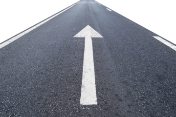 The road surface is a forward sign. arrow on the road on white background