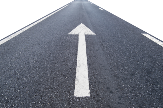 The road surface is a forward sign. arrow on the road on white background