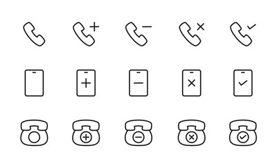 電話のアイコンセット/受話器/スマートフォン/通話/イラスト/ベクター