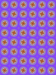 seamless pattern with orange floral circle design