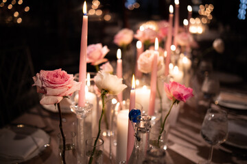 Chivalric Wedding Candles Flowers Ceremony Reception Bokeh Events Flower Event Glass Dark Romantic Chivalrous Lush Date Dinner Table Settings