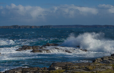 Waves Breaking on Rocky Shore of Stenness, Shetland Islands