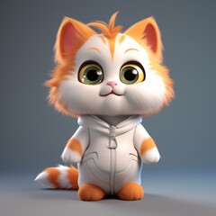 Adorable 3D Cute Cat Character.