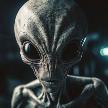 Alien - UFO - Extraterrestrial - Created with Generative AI technology.