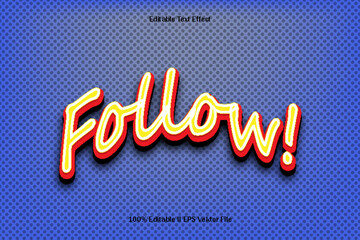 Follow Editable Text Effect Emboss Cartoon Gradient Style