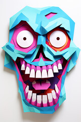 Creative halloween zombie portrait. Paper cut out illustration style