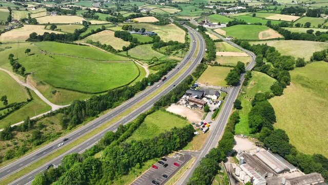 Aerial view of Roads and Infrastructure at Newry City Bypass Co Down Northern Ireland 