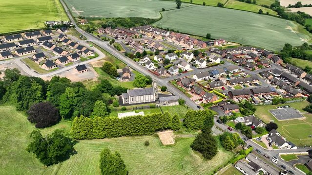 Aerial view of St. John's Church of Ireland Gilford Co Down Northern Ireland