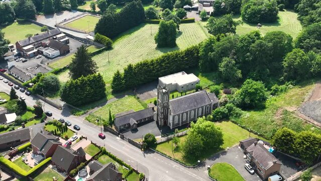 Aerial view of St. John's Church of Ireland Gilford Co Down Northern Ireland