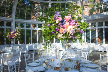 Beautiful Garden Botanical Wedding Ceremony Reception Vibrant Flower Flowers Event Events Centerpiece Glass Candle Table Setting