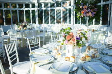 Beautiful Garden Botanical Wedding Ceremony Reception Vibrant Flower Flowers Event Events Centerpiece Glass Candle Table Setting