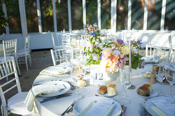 Beautiful Garden Botanical Wedding Ceremony Reception Vibrant Flower Flowers Event Events Centerpiece Glass Candle Table Setting