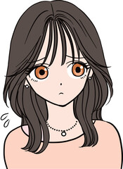 不安に思うロングヘアの可愛い女の子