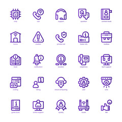 Tech Support Icon pack for your website design, logo, app, and user interface. Tech Support Icon basic line gradient design. Vector graphics illustration and editable stroke.