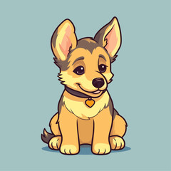 Cute German Shepherd Puppy Cartoon Character: Perfect for Children's Products and Pet-themed Designs