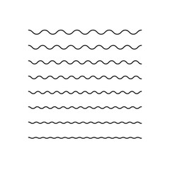Set of wavy - curvy and zigzag - criss cross horizontal lines flat illustration on white background..eps