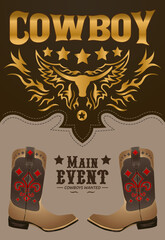 Cowboy Main Event poster with boots template