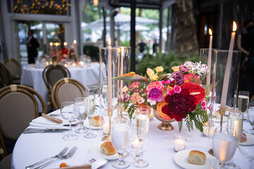 Tropical Traditional Wedding Botanical Nature Bokeh Close-up Event Events Flower Flowers Asian Arch Forest Jungle Ceremony Reception Table Settings Anthurium Rose Peony Fern