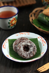 Jalabiya, Donut Ring Shape Snack made from Sticky Rice Flour Coated with Sugar Powder