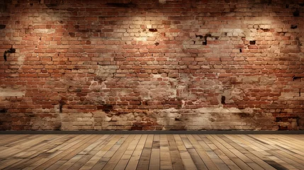Crédence de cuisine en verre imprimé Papier peint en béton Empty Room with Bricks Wall