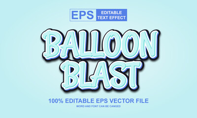 Obraz premium Editable text effect balloon blast 3d style vector