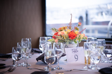 Cruise Wedding Beautiful Romantic Ceremony Reception Table Settings Event Events Flower Flowers Cake Glass Silverware