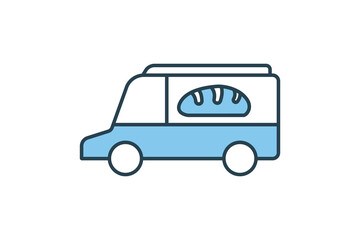 Food truck icon. icon related to service of bakery, delivery car. Flat line icon style design. Simple vector design editable
