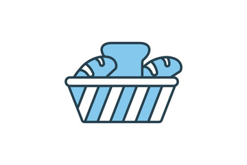 Bread basket icon. icon related to element of bakery. Flat line icon style design. Simple vector design editable