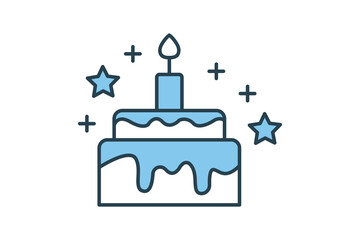 Cake icon. icon related to element of bakery, birthday. Flat line icon style design. Simple vector design editable