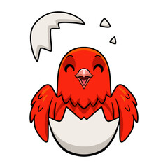 Cute red factor canary cartoon inside from egg