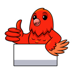 Cute red factor canary cartoon giving thumb up